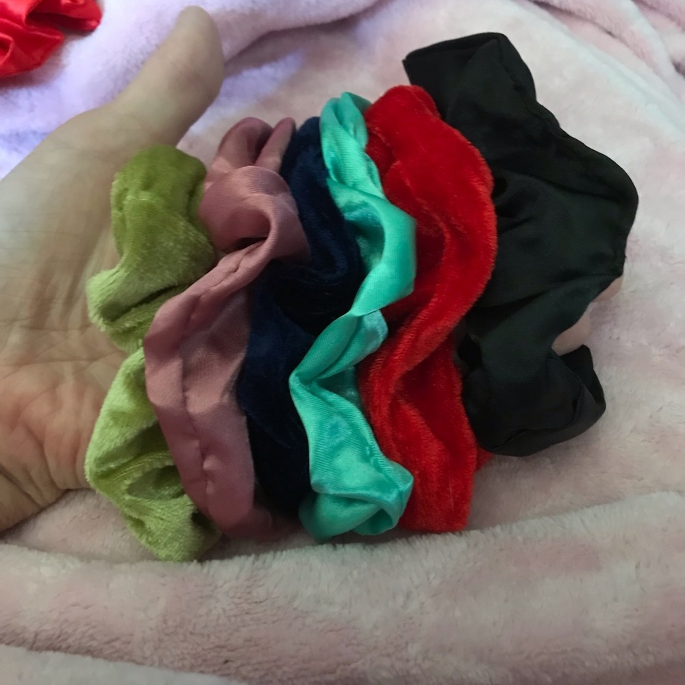Multicolored hair scrunchies
